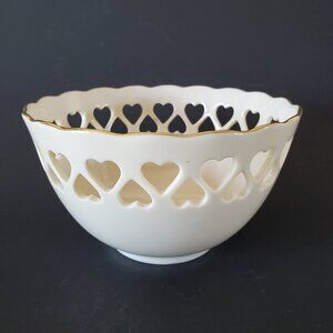 Lenox Porcelain Bowl with Heart Cut Outs Around the Top Edge